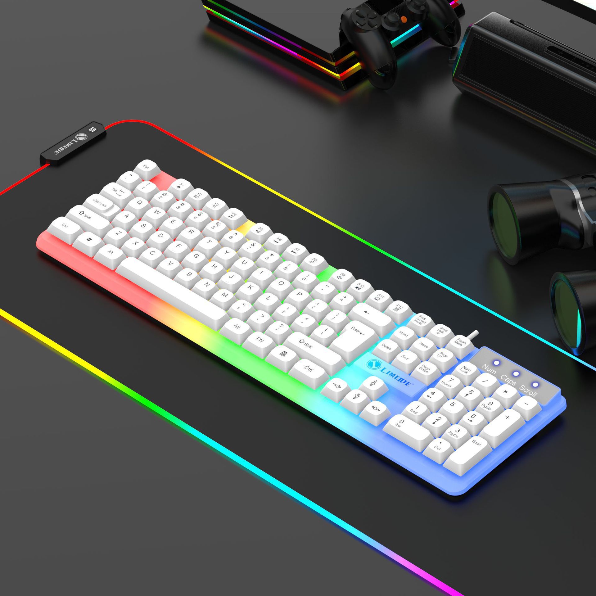 LIMEIDE Upgraded GTX350 Illuminated Keyboard Mouse USB Mechanical Feel Wired Spherical Keycap Set