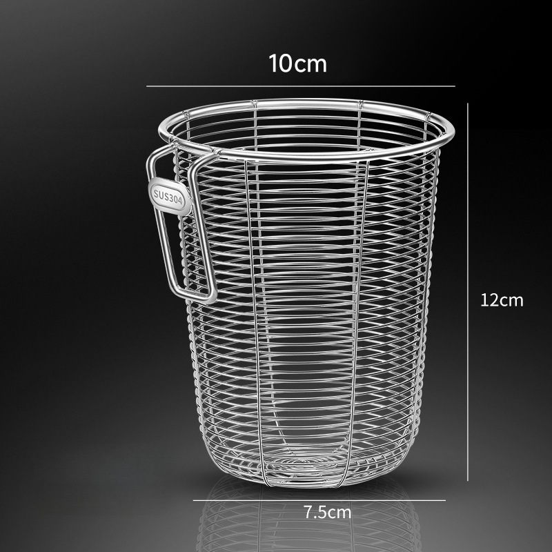304 stainless steel colander, household kitchen hot pot cup deepened mesh strainer, dedicated filter mesh with hook, meat rinsing spoon
