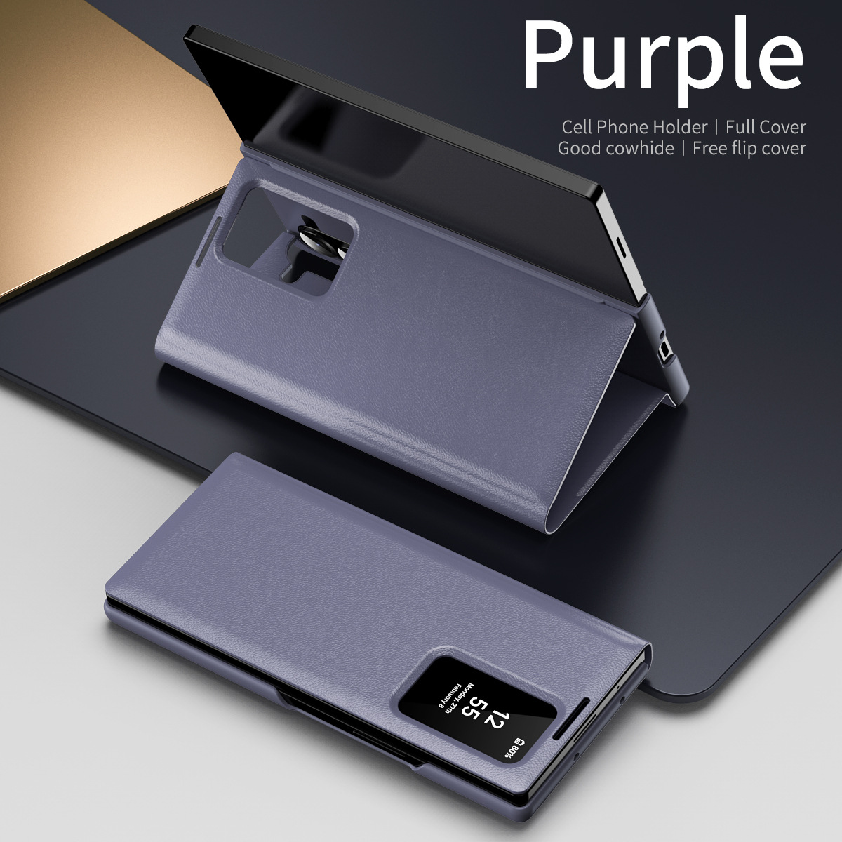 For Samsung Z Fold7/6 Phone Case Smart View Window Card Slot Business Leather Case Flip Cover Bracket Anti-Fall