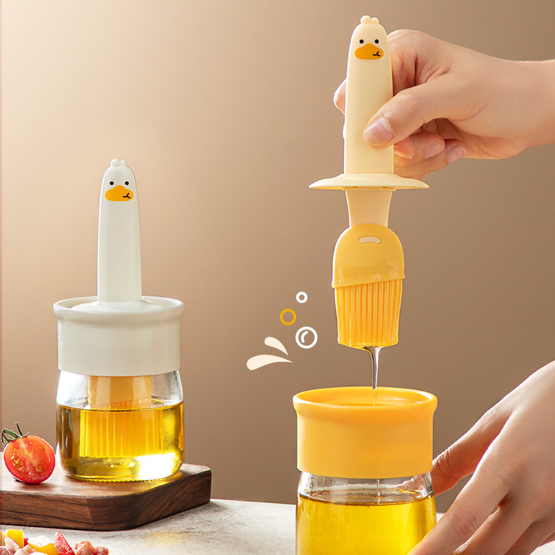 Silicone oil brush, household high-temperature resistant oil brush with bottle, separate oil bottle, outdoor barbecue oil brush integrated oil brush bottle