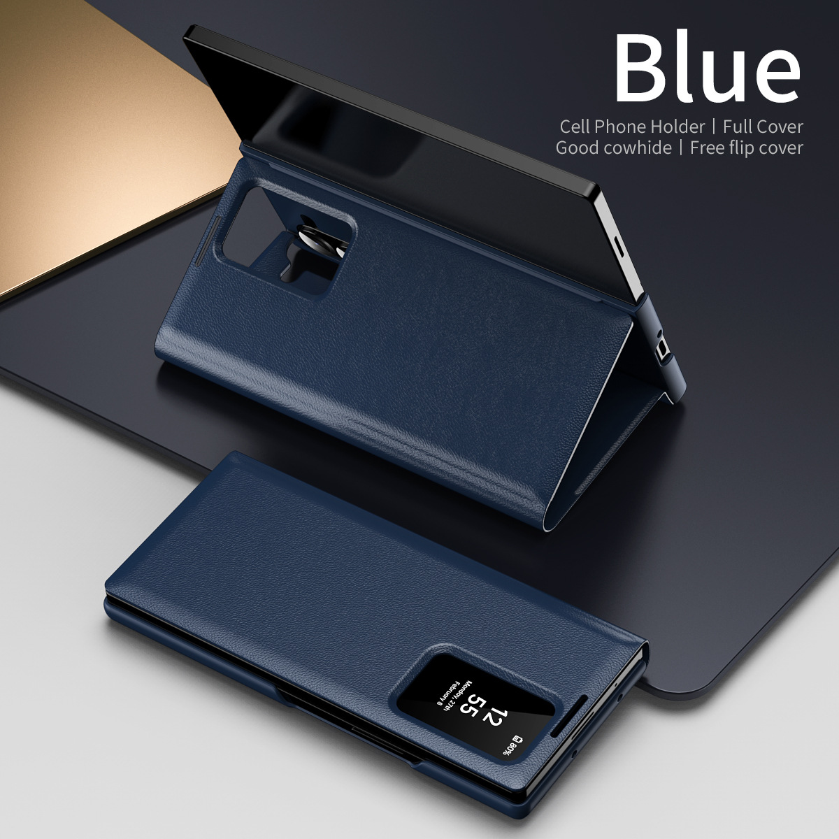 For Samsung Z Fold7/6 Phone Case Smart View Window Card Slot Business Leather Case Flip Cover Bracket Anti-Fall