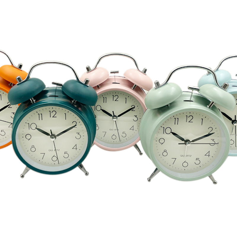 4-inch large metal silent alarm clock with luminous hands and night light, children's student alarm clock