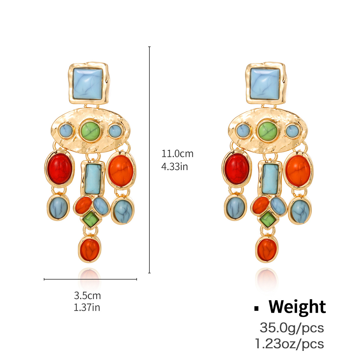 Kenjie 2025 new natural stone style necklace collar chain court style earrings for women