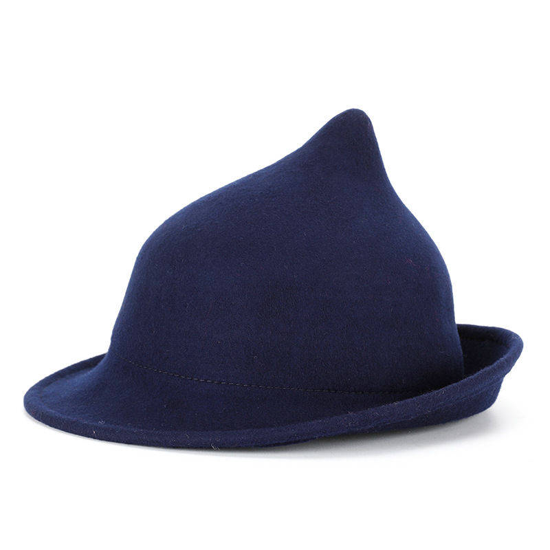 Magic Hat Wizard Hat Felt Hat Halloween Stage Costume Rolled Brim Wool Witch Hat 54-57cm