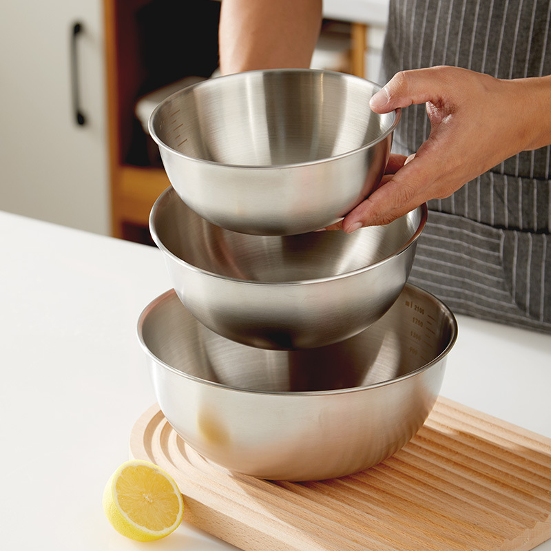 Stainless steel mixing bowl household measuring bowl thickened mixing bowl egg beating bowl salad baking bowl