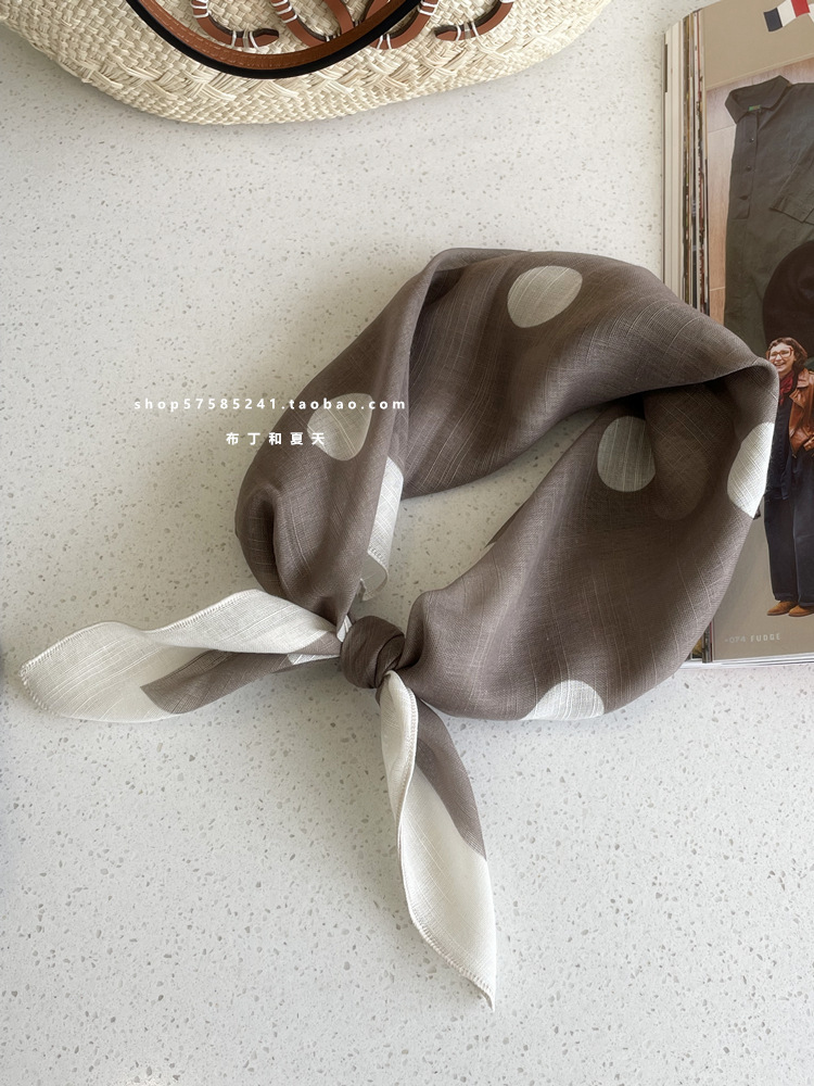 Cotton-linen square scarf collection ~ super many floral and polka dot neck scarf, forest style headscarf, hairband, bag for women