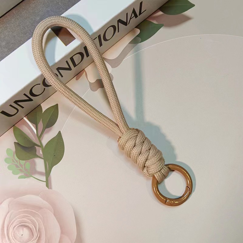 Color-block knot short woven phone lanyard keychain detachable anti-loss hanging rope 12CM