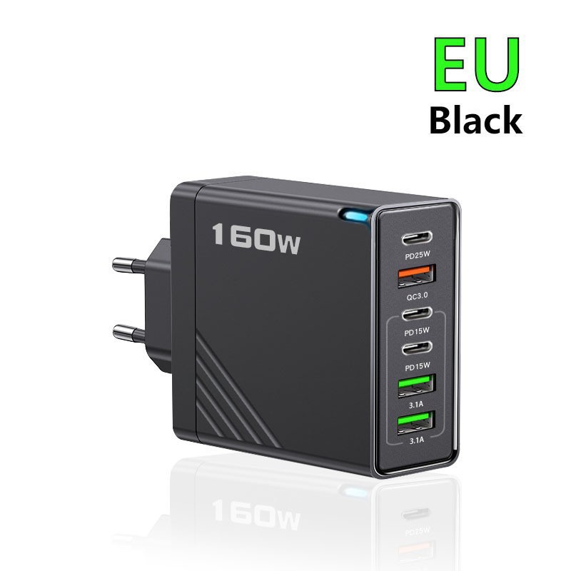 160W Multi-Port PD Fast Charger 3USB+3TYPE-C UK Plug for Apple Huawei Xiaomi Plug