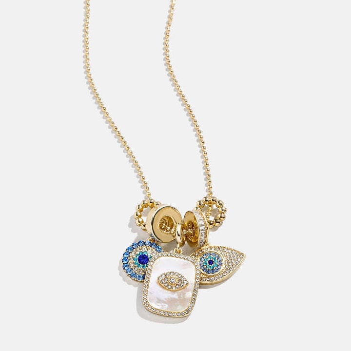 Women's Evil Eye Pendant Necklace Natural Mother of Pearl Matching