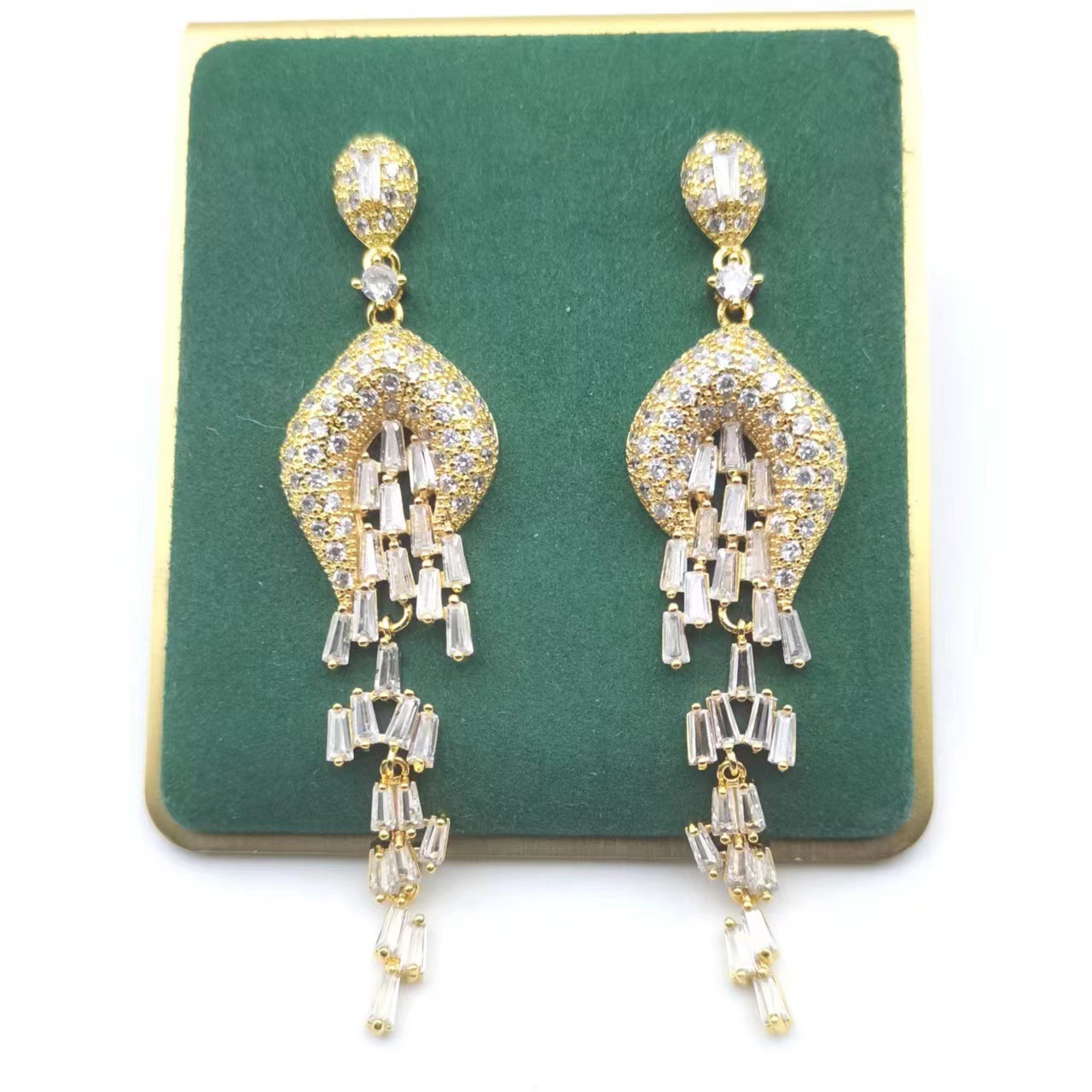 New zircon earrings S925 silver needle long tassel ear jewelry