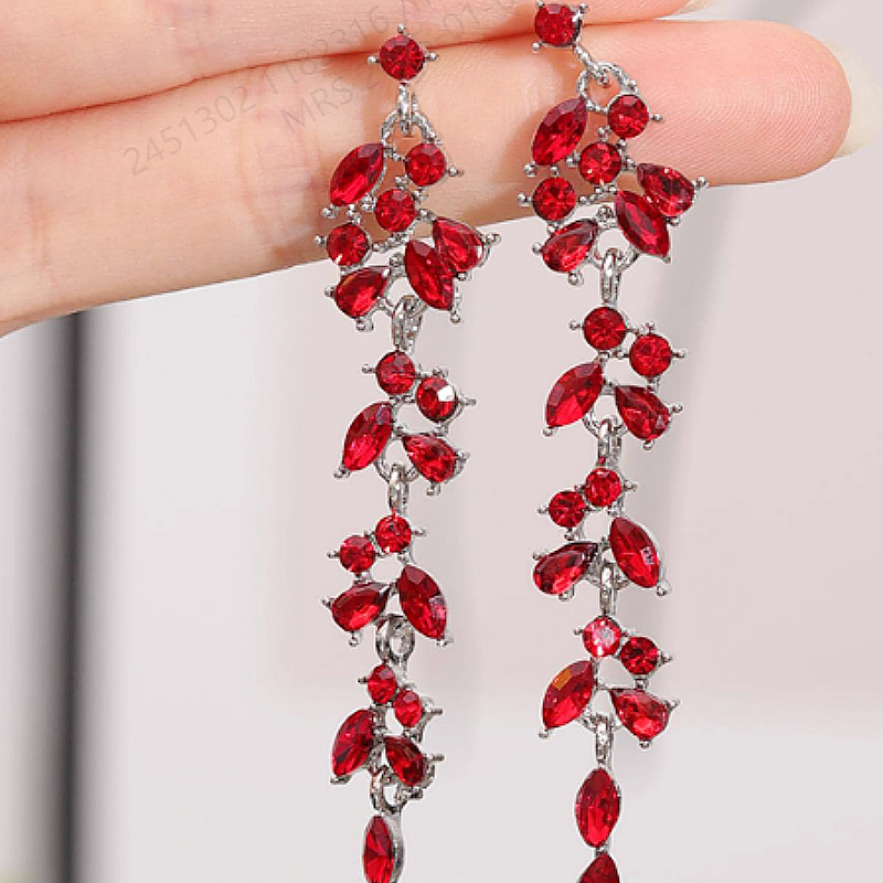 Rhinestone geometric tassel earrings exaggerated ear drop ear accessories