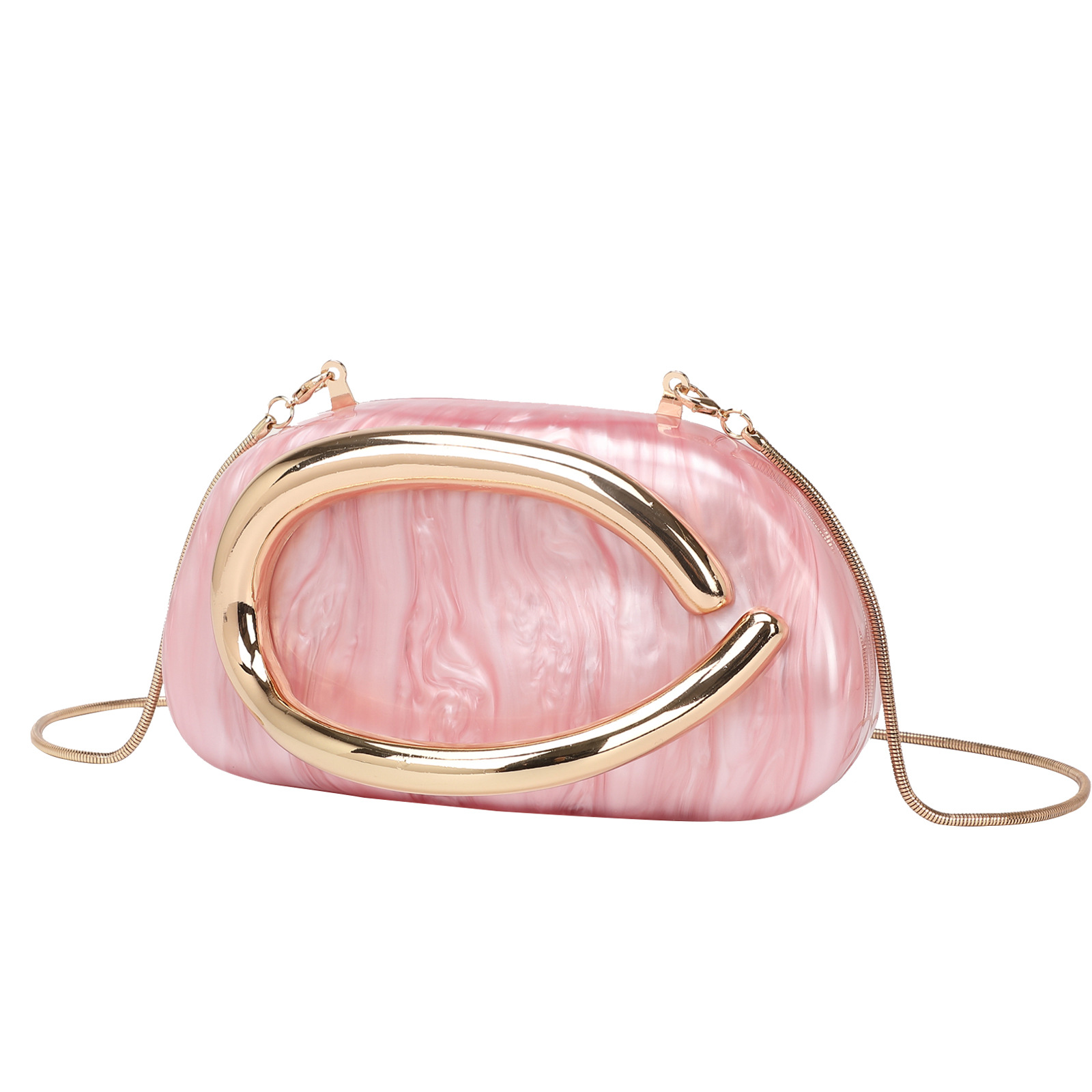 2025 New Round Box Clutch Evening Bag Mini Small Bag Hardware Metal Handle Chain Crossbody Shoulder Bag
