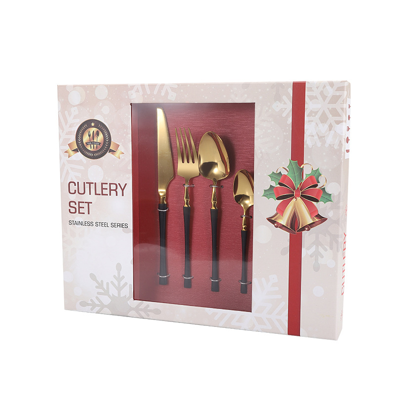 Small waist set stainless steel 24-piece tableware set new European style knife fork spoon gift box set