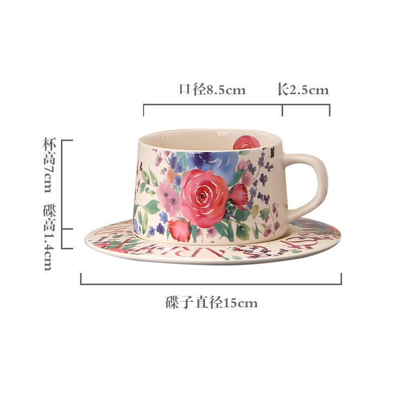 Ceramic coffee cup coffee cup saucer vintage style commercial milk cup couple coffee cup saucer