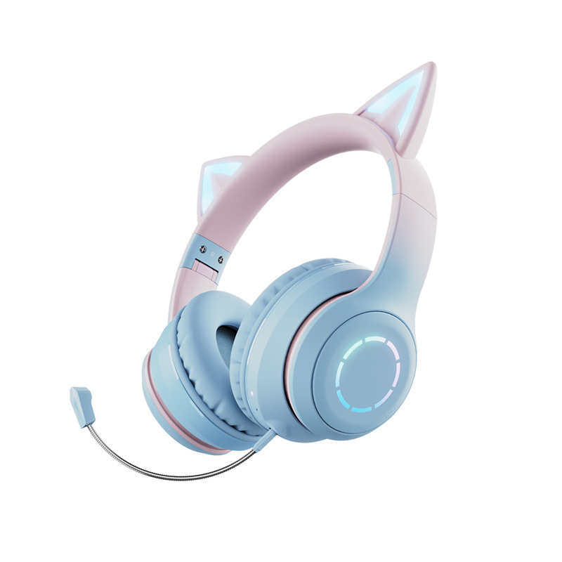 Over-ear Bluetooth Headphones Cat Ear Wireless Light Cute Women Children Music Phone Computer Game E-sports Earphone