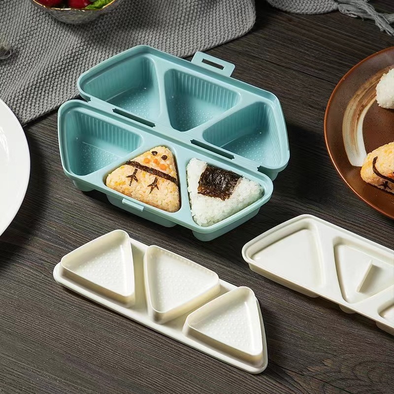 triangle rice ball mold Japanese 6-grid rice ball mold lunch box baby food bento box foldable portable