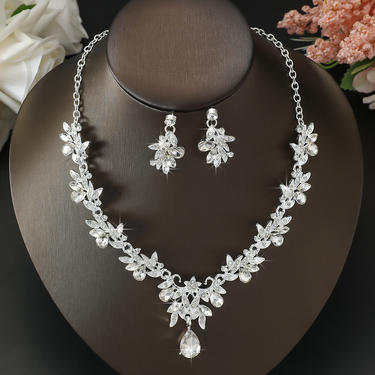 Jewelry Set Multicolor Necklace Earrings Two-Piece Wedding Banquet Accessories