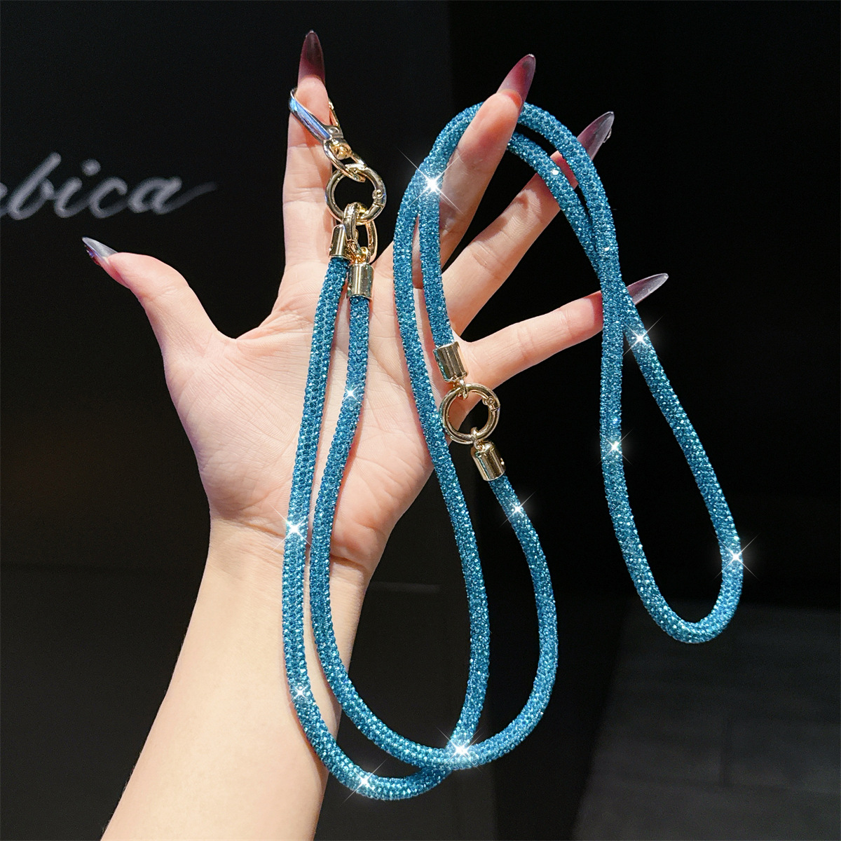 3-in-1 Rhinestone Crossbody Lanyard Luxury Full Diamond Strong Anti-loss Detachable Necklace Hand Chain Anti-loss