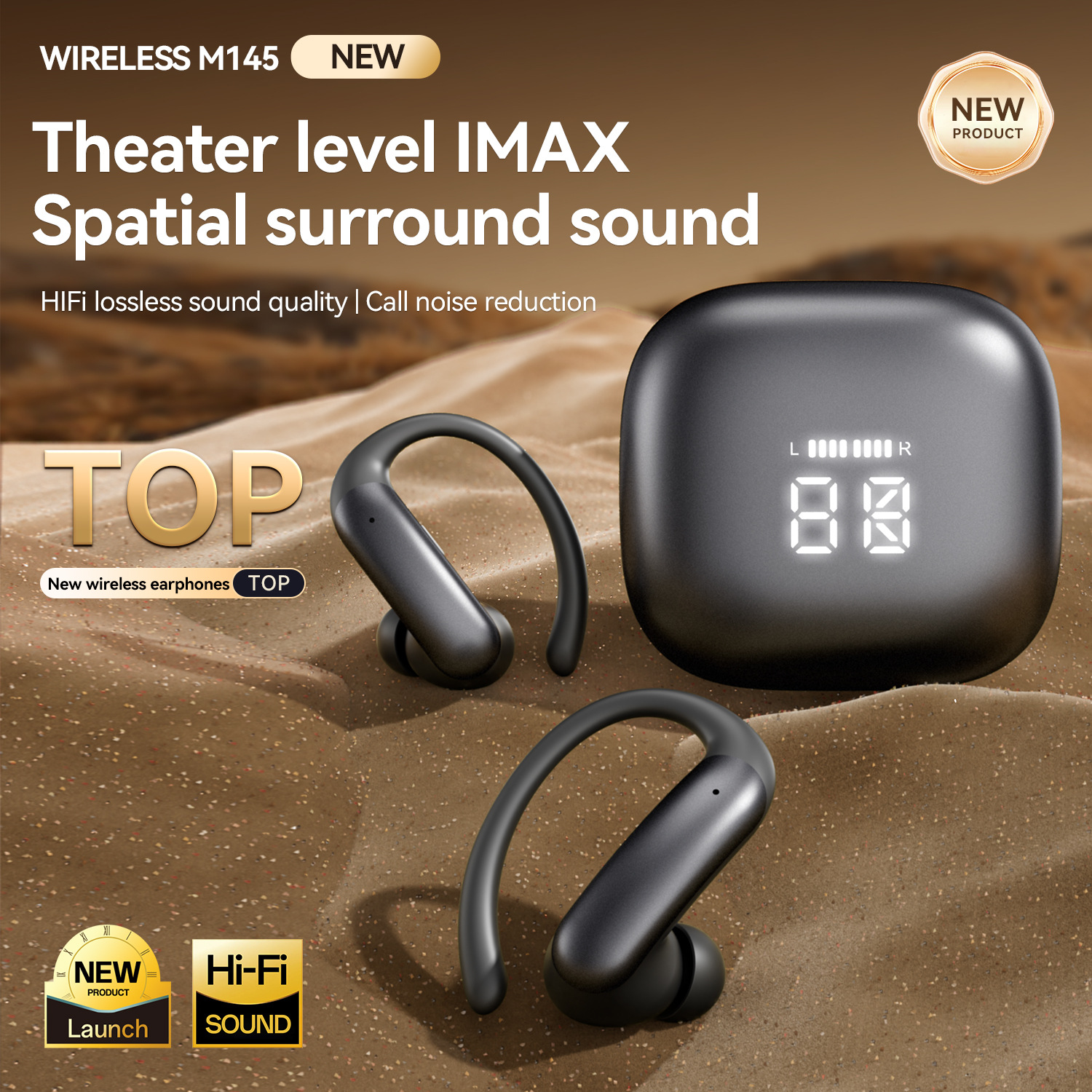 M145 Long Battery Life Hanging Ear and In-Ear Earphones Private Mold Low Latency Wireless Bluetooth Earphones