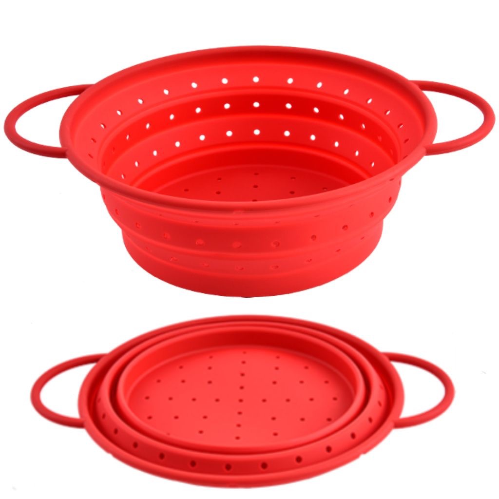 Food-grade silicone folding colander, high-temperature resistant steam rack, multi-purpose vegetable washing basket