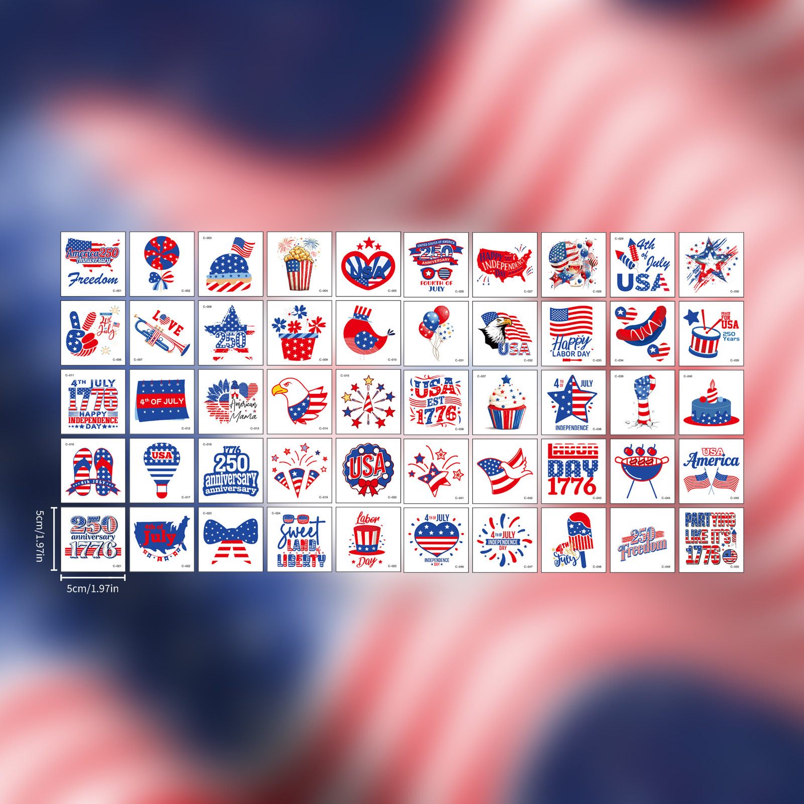 New America 250th Anniversary Independence Day Temporary Tattoo Sticker DIY National Day Face Sticker National Day Party Gathering