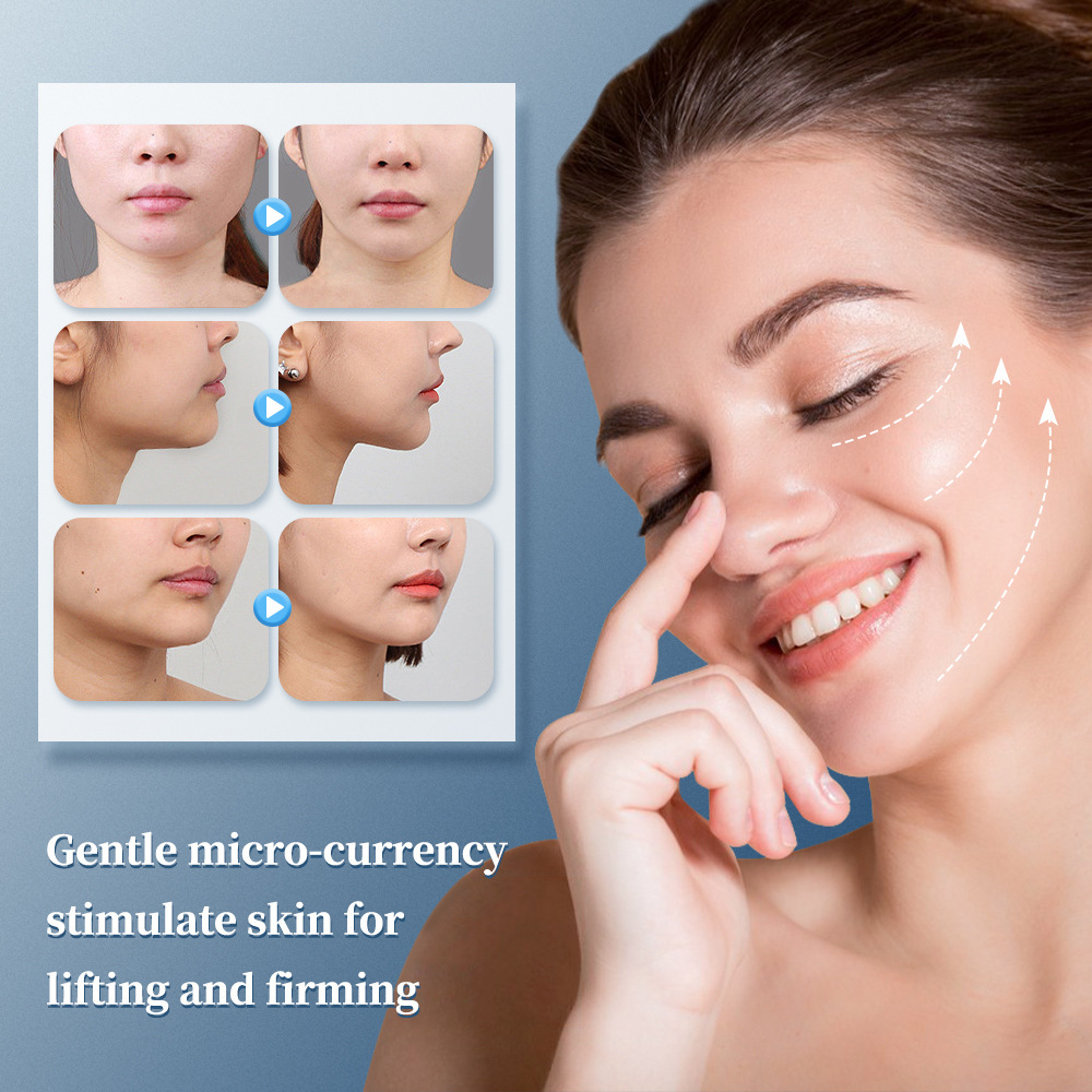 V-shaped face wrinkle-removing facial massager EMS facial massager low-frequency pulse moon-shaped beauty device remote control