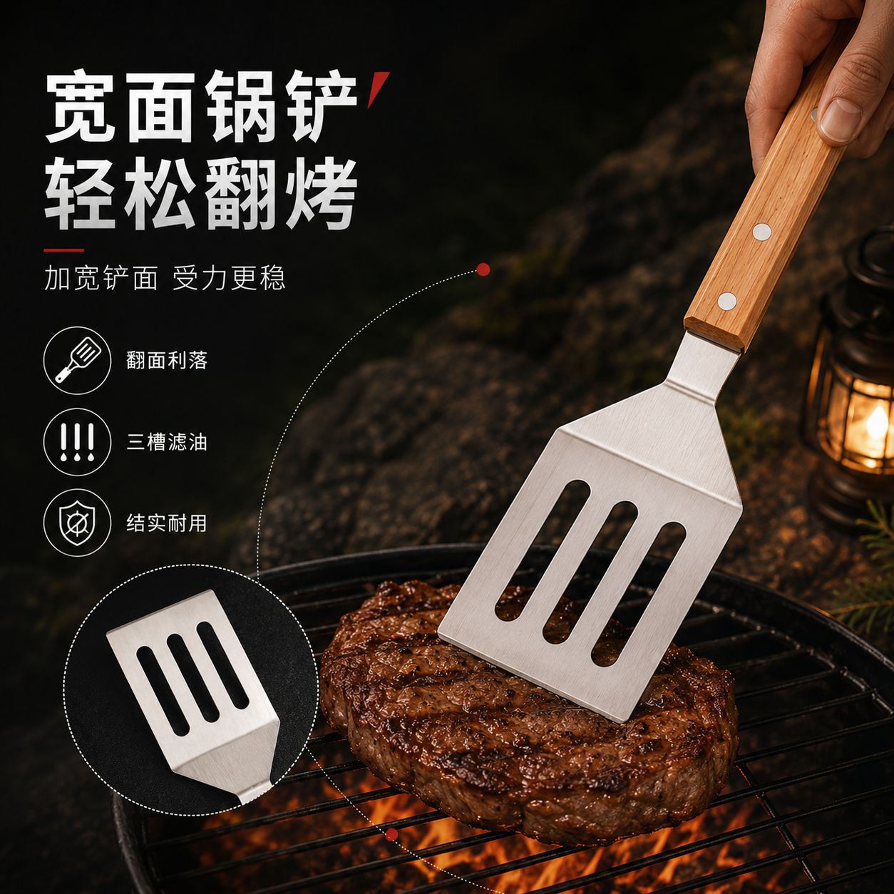 4-Piece BBQ Tool Set Combination Stainless Steel Food Tongs BBQ Meat Clips Outdoor Camping