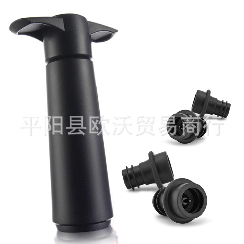 Plastic red wine vacuum multifunctional air pump bottle stopper metal air pump black wine stopper