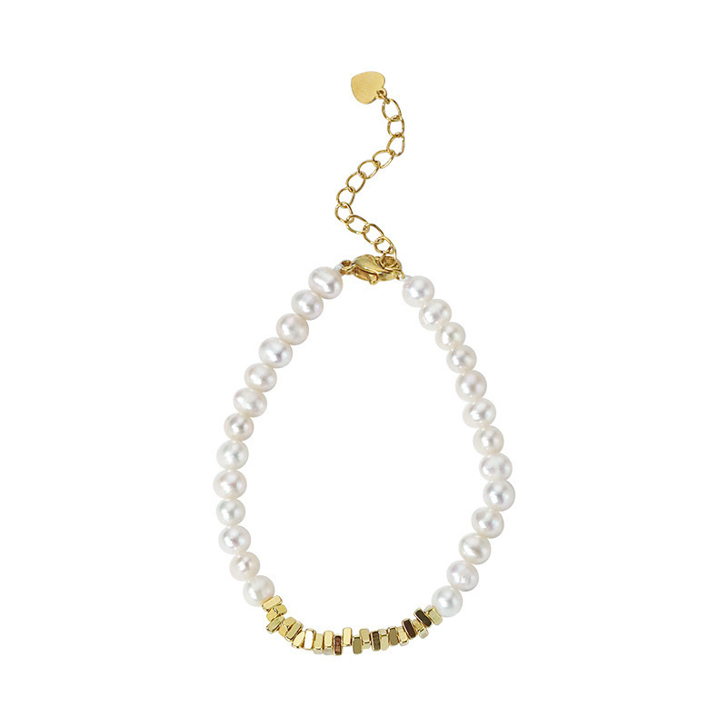 Natural Freshwater Pearl Bracelet Stackable New Women Double Layer Small Gold Bead Bracelet Summer