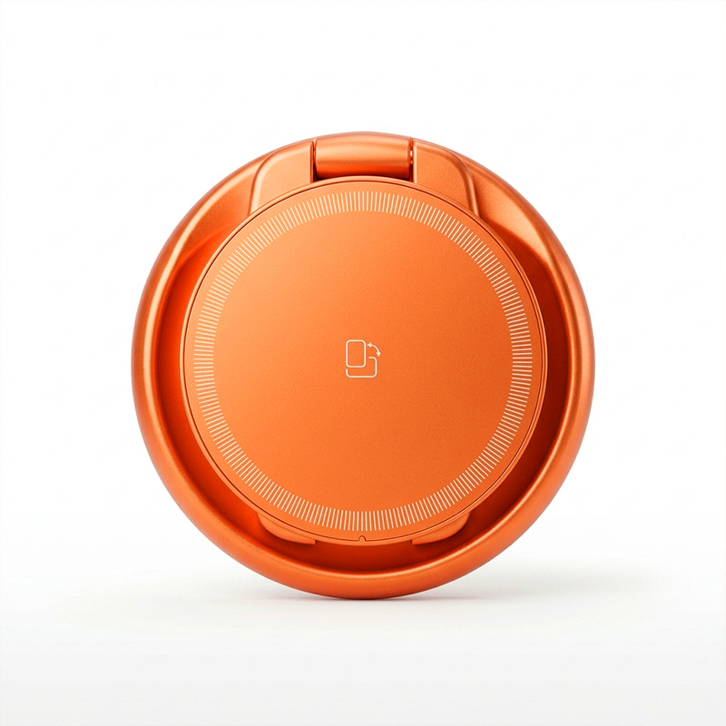 New Metal Wireless Charger 3-in-1 Foldable Stand Desktop Rotating Phone Wireless Charger Orange