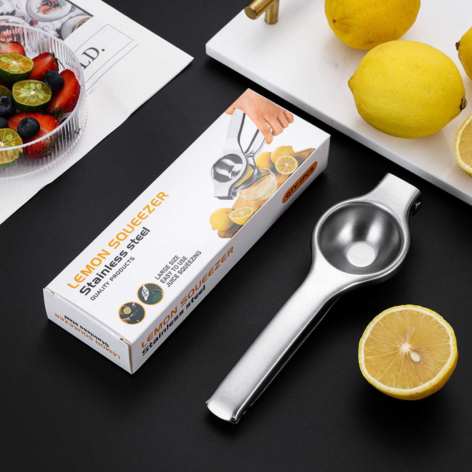 Stainless steel lemon clip, manual lemon squeezer, household kitchen tool, fruit juicer, thickened lemon clip