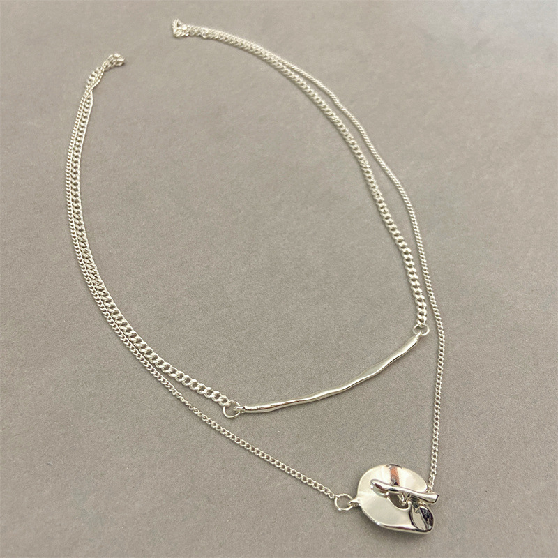 Matsumoto Keina joint gold and silver color OT buckle necklace, multiple ways to wear, layered sweater chain