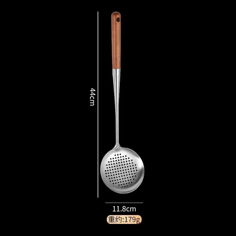 Stainless steel long-handled wok spatula home chef kitchen utensils wok spatula large soup spoon serving spoon padauk wood handle chef series