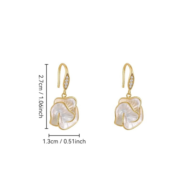 White Drip Oil Camellia Earrings for Women Ear Studs 2025 New Earrings