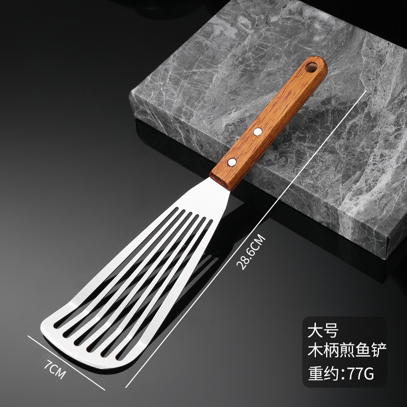 Stainless steel teppanyaki frying spatula thickened steak cooking spatula hand-grasping cake tool spatula pancake pizza baking knife