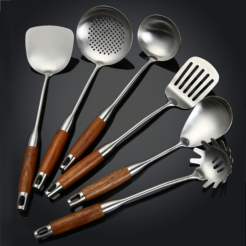 304 rosewood stainless steel spatula spoon kitchen frying spatula household frying spatula slotted spatula