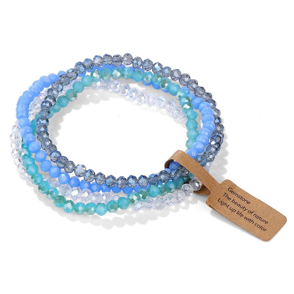 Color-coated glass four-piece bracelet set for best friends, gift label set hand jewelry