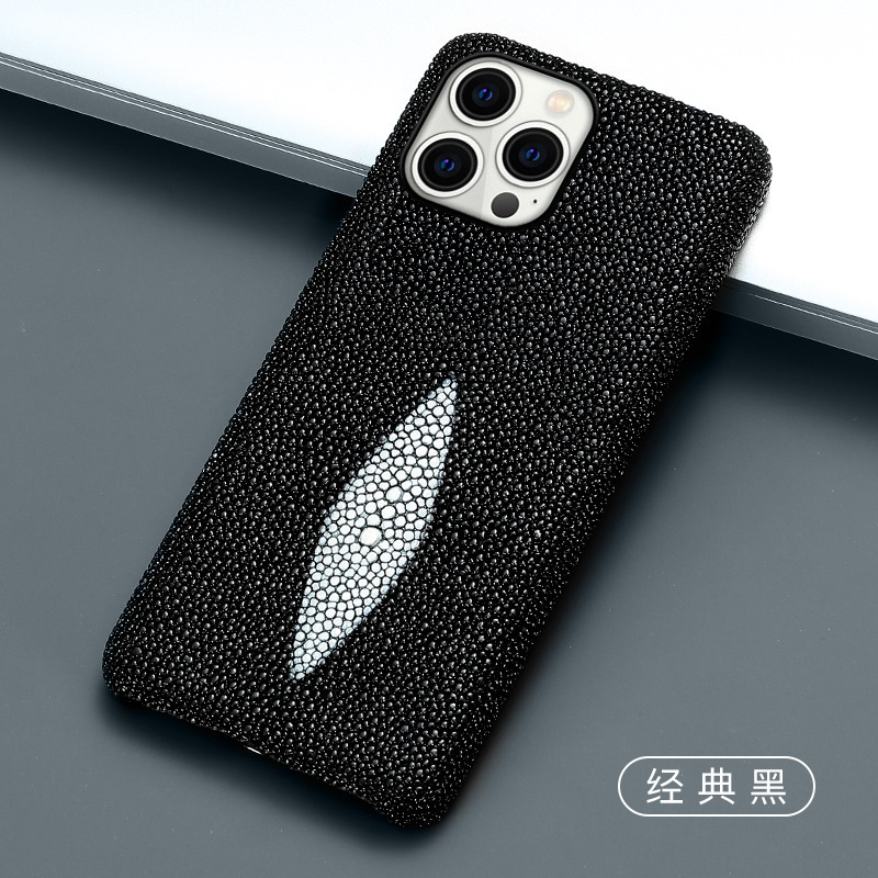 Applicable Apple 17 Pro Max phone case for iPhone 16 pearl fish genuine leather 15 Pro anti-drop protective case