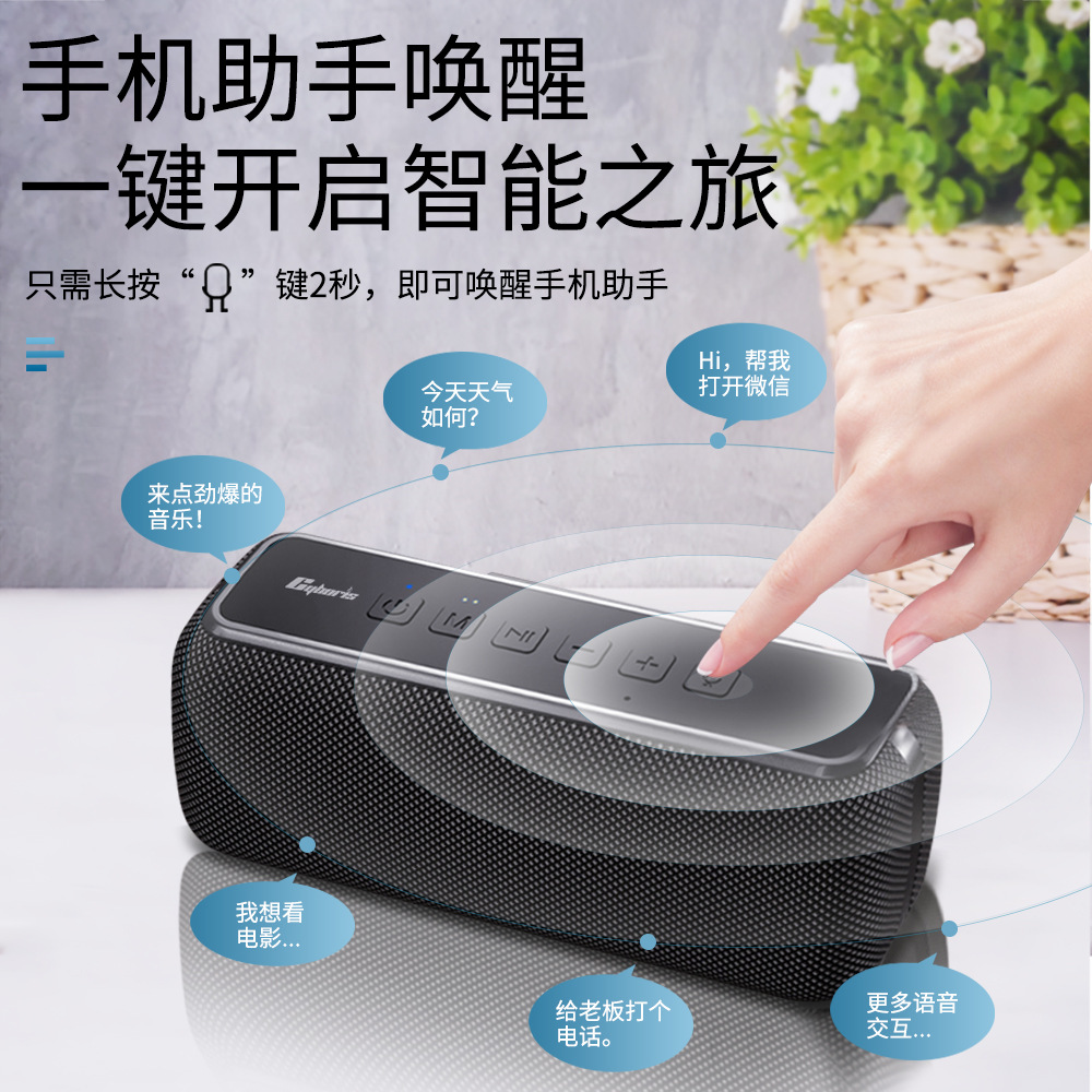 Cyboris 60W High Power Bluetooth 5.3 Heavy Bass Subwoofer Outdoor Waterproof Portable DSP Card TWS Speaker