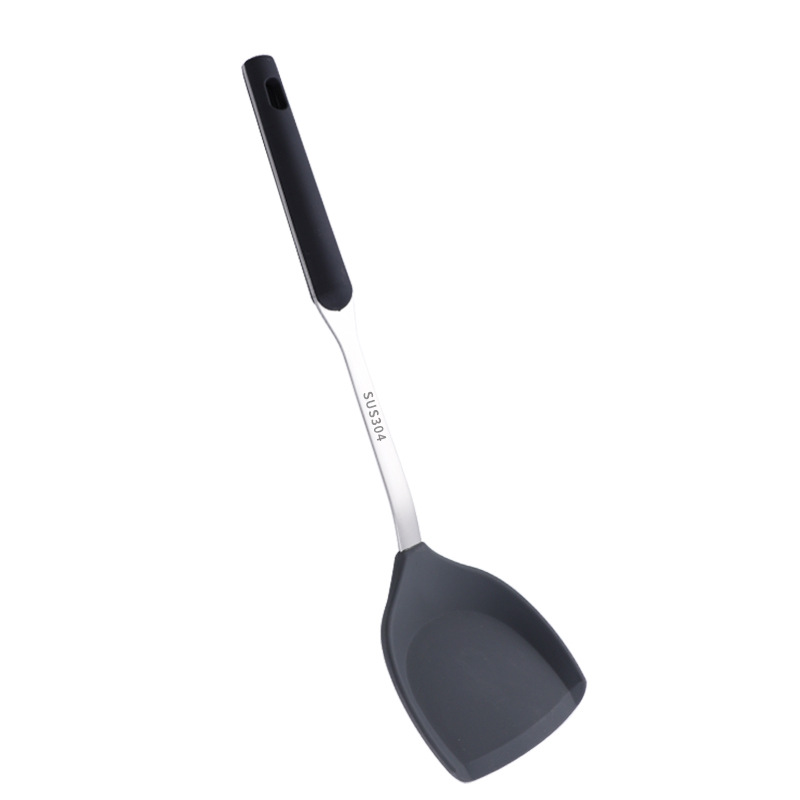 304 stainless steel silicone spatula household cooking soup spoon stir-fry non-stick spatula kitchen supplies cookware set