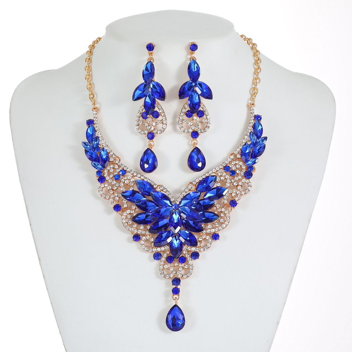 Crystal Gemstone Jewelry Necklace Set Women Accessories Crystal Gemstone