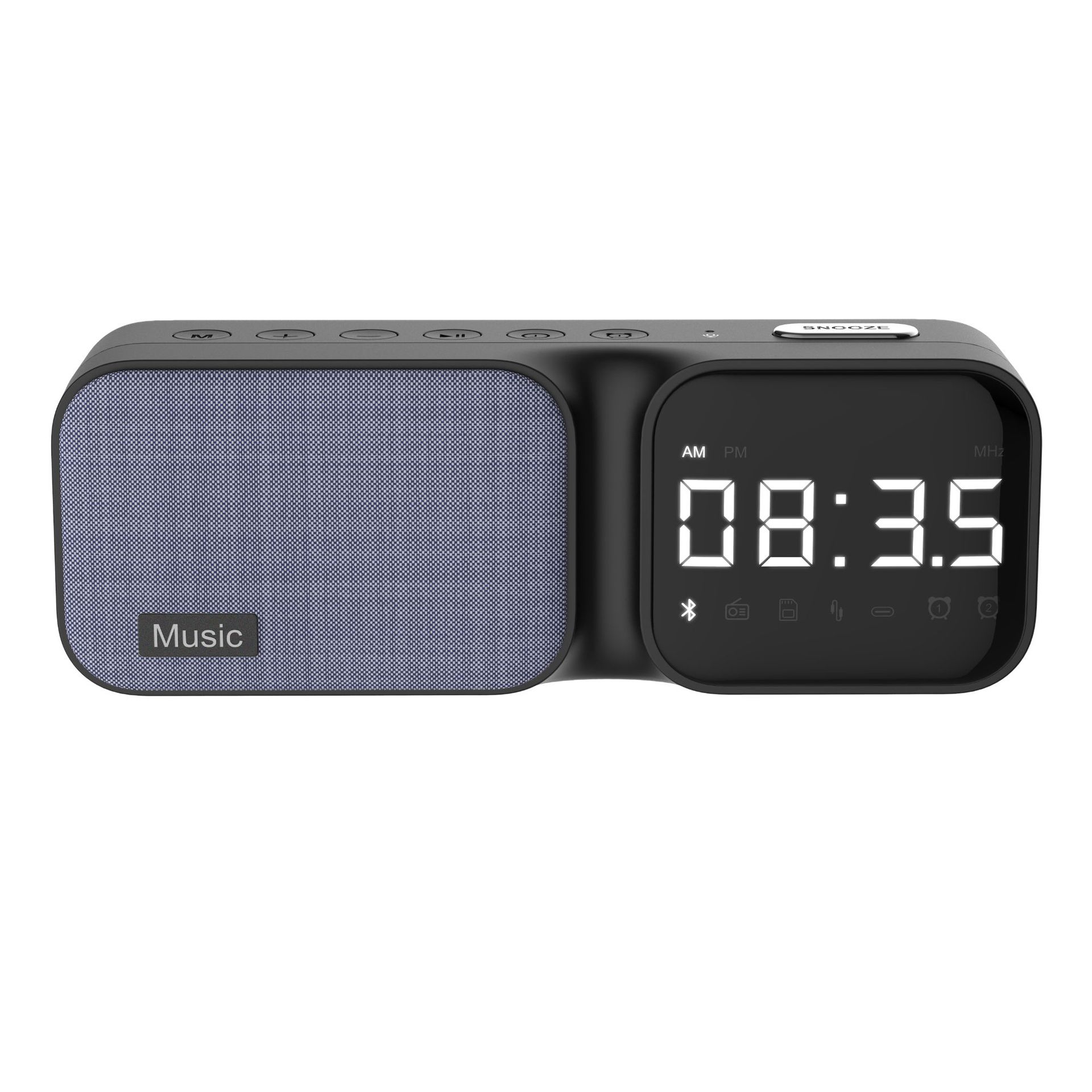 Fabric clock Bluetooth speaker with arc display, white noise sleep aid, hotel bedside home student speaker