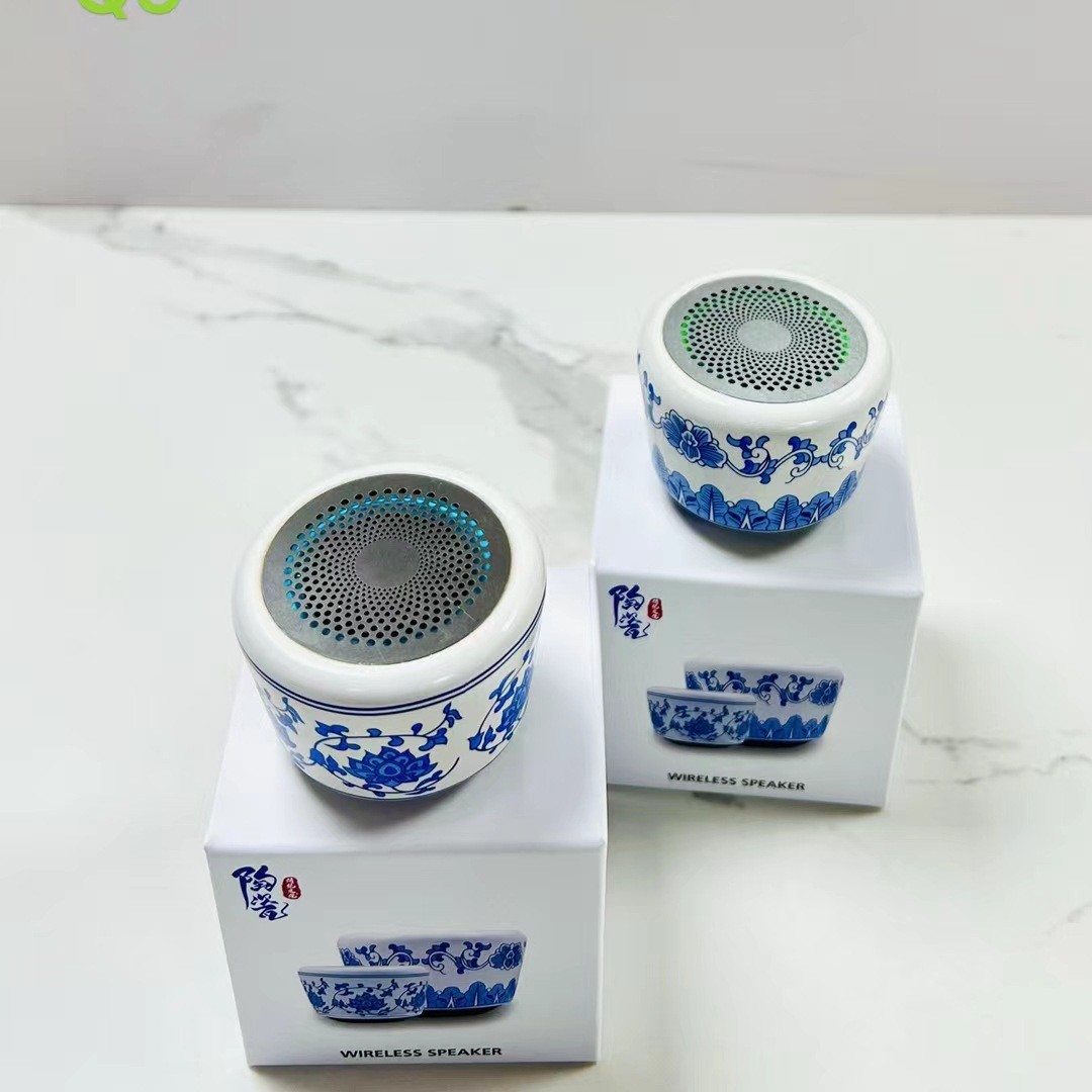 New ceramic craft portable outdoor mini Bluetooth memory card small steel cannon speaker