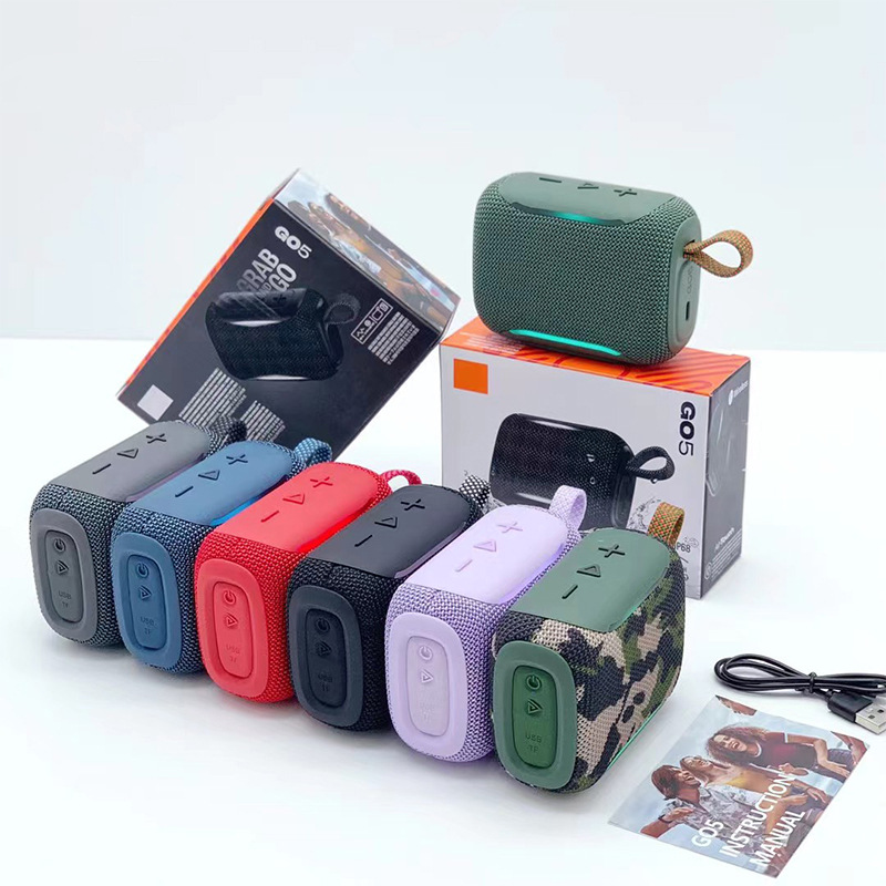 GO5 Bluetooth Speaker TWS Outdoor Home Portable Double-Sided Fabric Net Bass Card Slot Gift Speaker