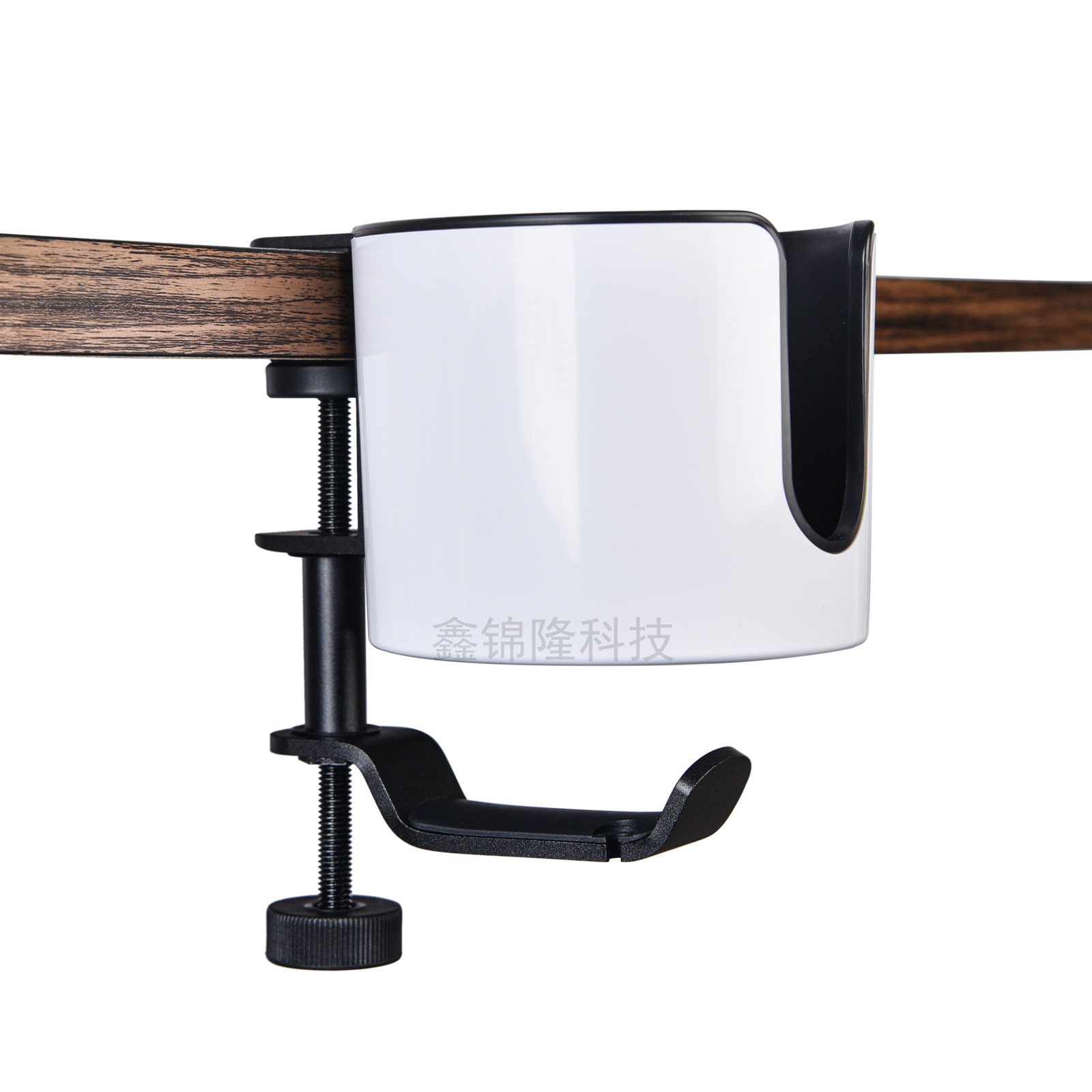 Aluminum alloy headphone stand, 360-degree rotating multifunctional no-drill desk edge cup holder and headphone hanger 2-in-1
