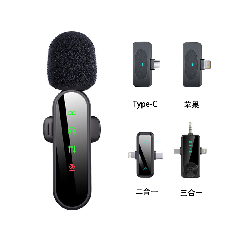Wireless Clip-on Microphone, Recording Studio Level, for K歌 and Live Streaming, Mini Portable Bluetooth Microphone