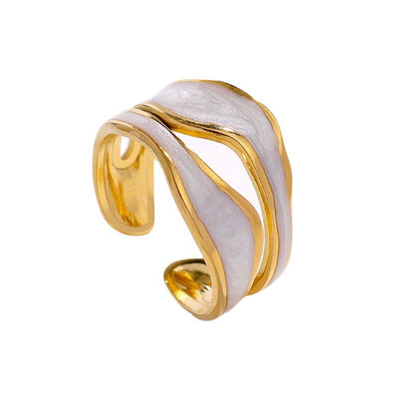 Simple titanium steel ring women cold 18K gold-plated open index finger ring