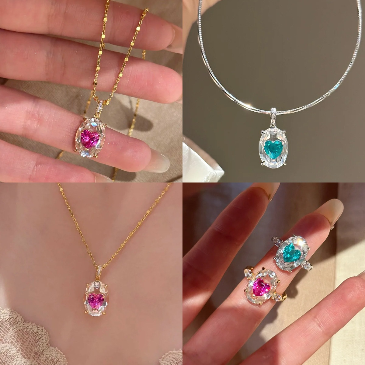 Love sealed dopamine pigeon blood ruby pendant necklace Paraiba pigeon egg ring women