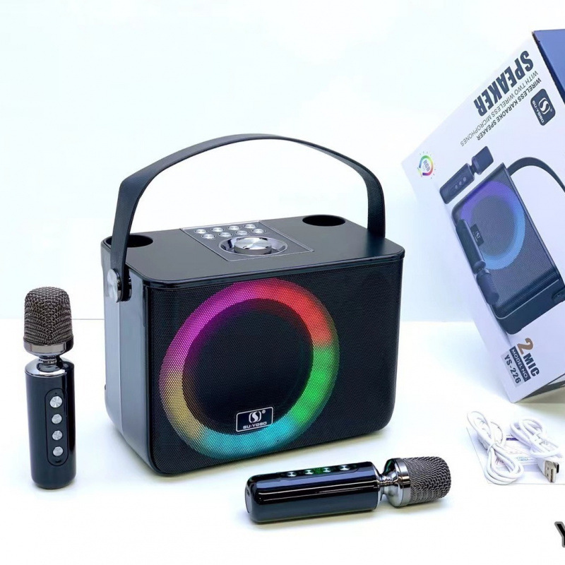 YS226 New Wireless Bluetooth Speaker Subwoofer Dual Microphone KTV Sound System Home Outdoor All-in-One