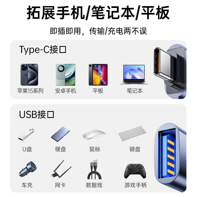Biaze Type-C Adapter USB3.2 Android Phone OTG Data Apple Converter Transmission Adapter